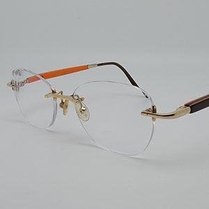 Gold & Wood Ta0v24 Mercure Rimless Eyeglasses Frame Luxembourg 49-17-130